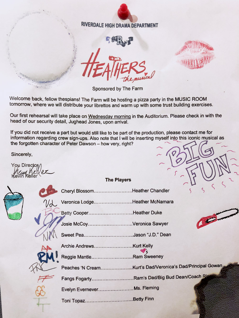 The Heathers cast list in Riverdale.